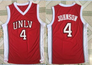 Maillot De Basket NCAA University of Nevada Las Vegas Larry Johnson 4 Embroidery Rouge